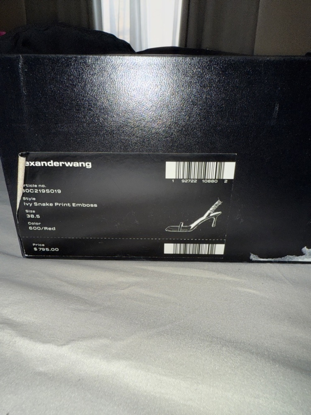 Alexander Wang Red Snakeskin Crystal-Embellished Slingback Heels - Picture 4 of 4